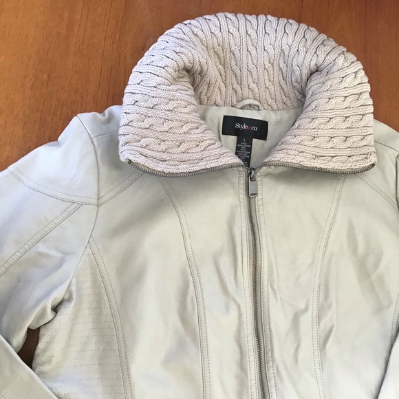 NWT Faux Leather Off White Jacket - Picture 5 of 6